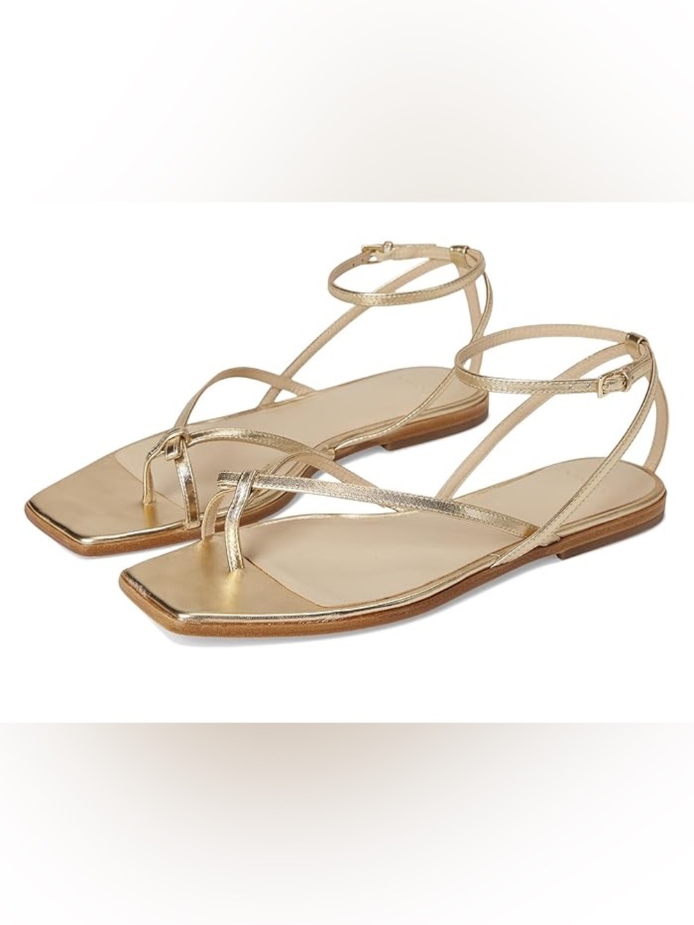 Like New! Vince Ali Champagne Gold Leather Sandals Size 8